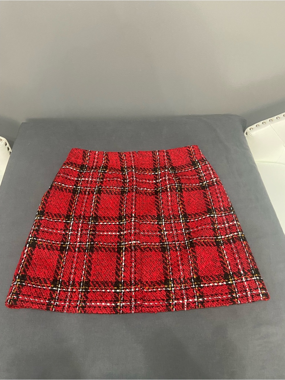 LOFT Womens Red Plaid Tweed Midi Pencil Skirt Sz 8 Holidays Cabincore Preppy - Picture 7 of 13